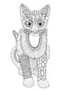 Sitting cat in Egyptian style, adult coloring page